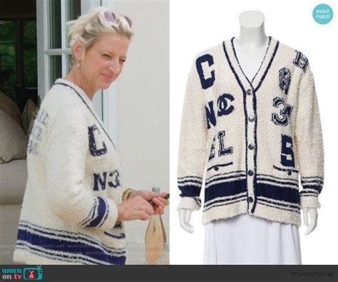 chanel white varsity cardigan dorinda